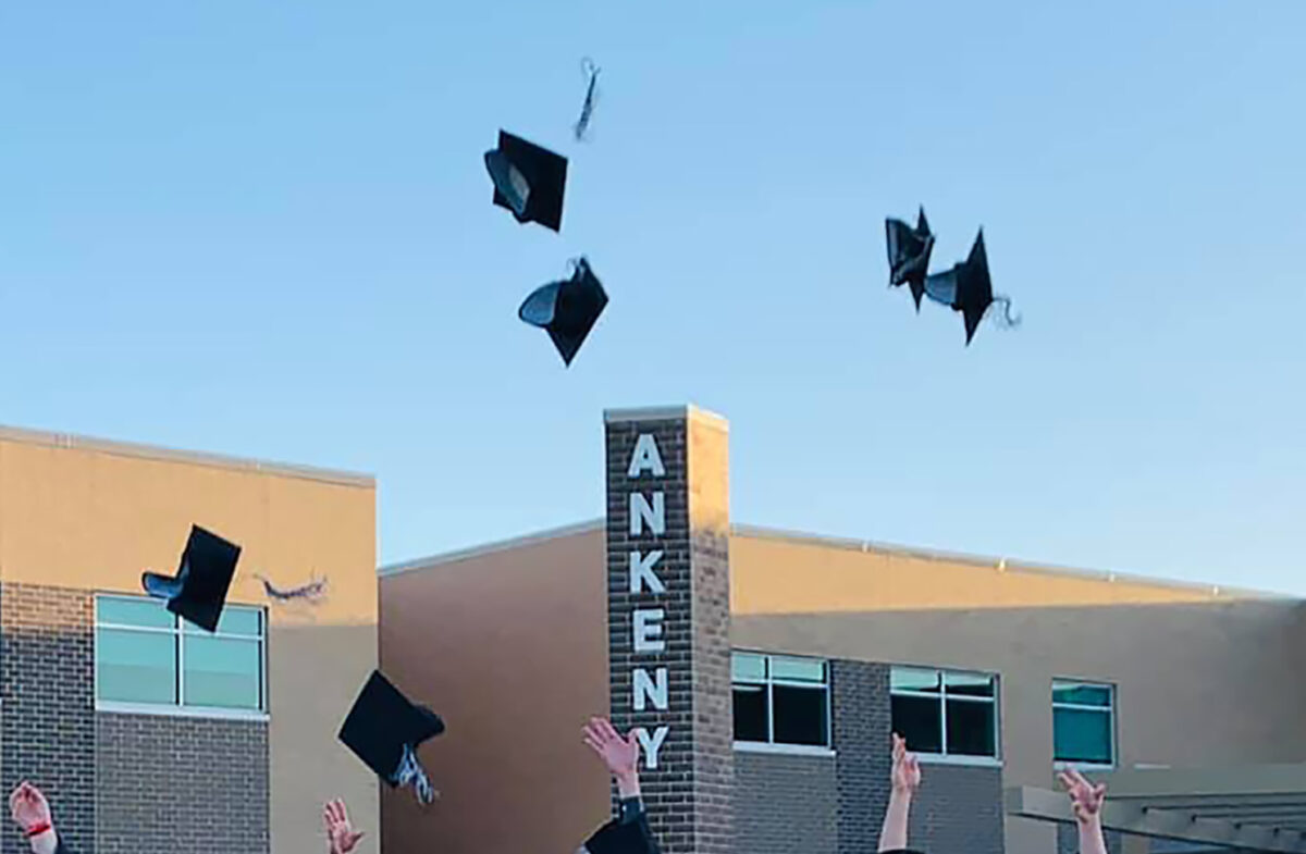 graduation hats in air